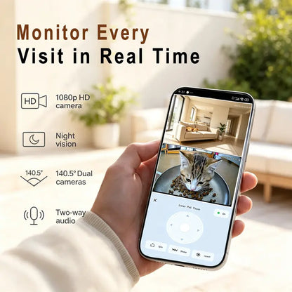 Taleboss 5L Automatic Cat Feeder with Camera – 1080P HD, App Control & 2-Way Audio
