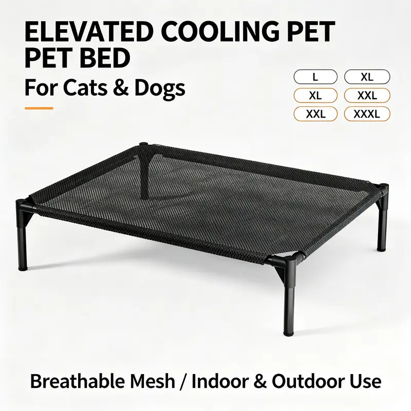 Elevated Cooling Pet Bed – Aluminum Frame & Breathable Mesh for Dogs & Cats