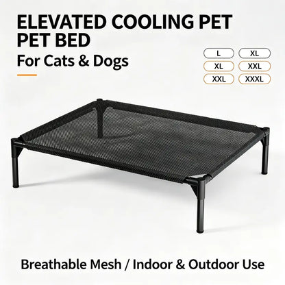 Elevated Cooling Pet Bed – Aluminum Frame & Breathable Mesh for Dogs & Cats