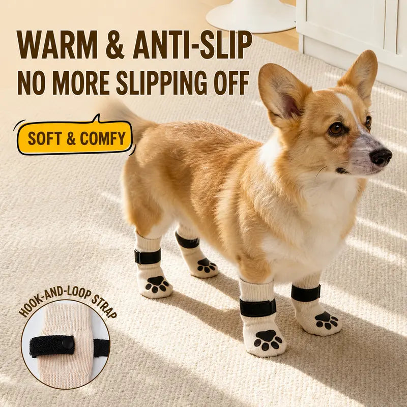 Dog Paw Protectors - 4-Piece Silicone Set with Anti-Slip Grip, Wear-Resistant, Lightweight Fit for Outdoor Safety of Puppies and Dogs