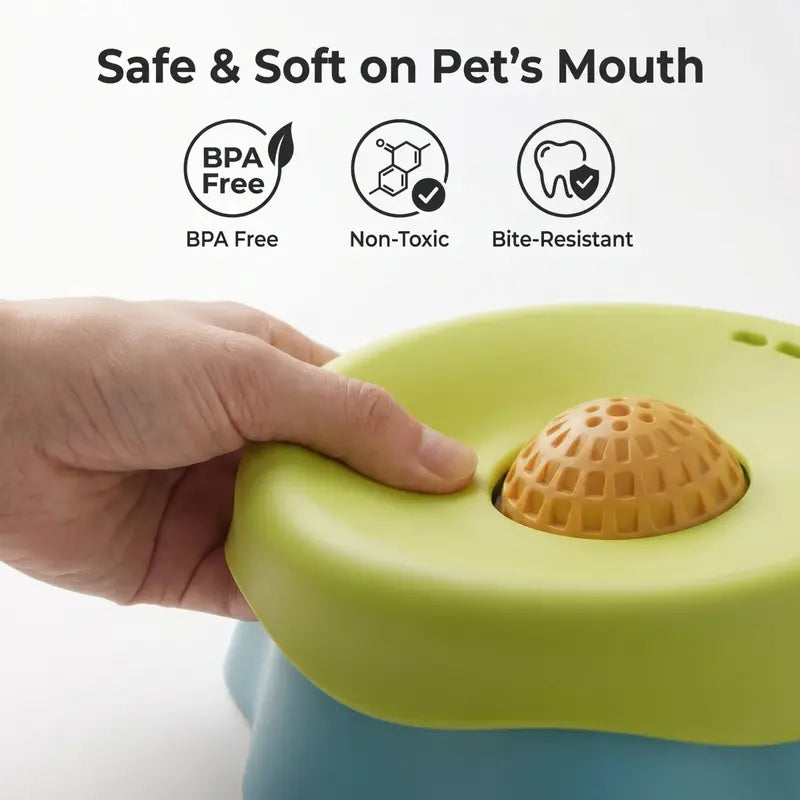 Silicone Dog Neater Food Feeder - 1 Bowl Puzzle Feeder with Anti-Slip Base, 2-In-1 Versatility, Spill-Proof Platter, Rolling Ball for Yogurt/Peanut Butter Enrichment, Calms Anxiety, Camping Pet Feeding Accessory
