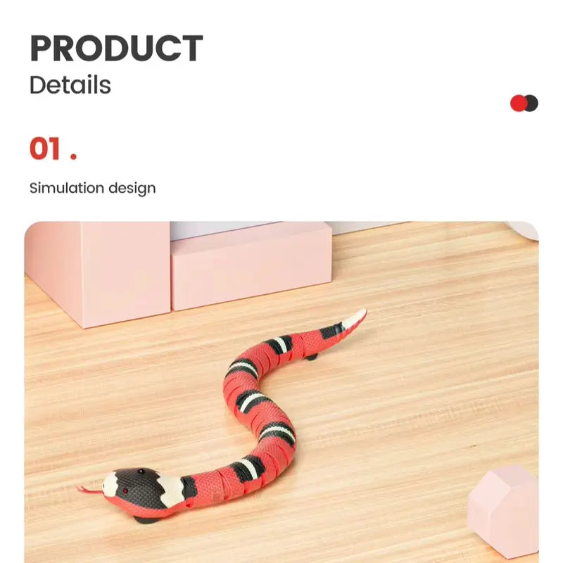 USB Rechargeable Interactive Snake Toy – Smart Sensing, Obstacle-Avoiding Cat Toy