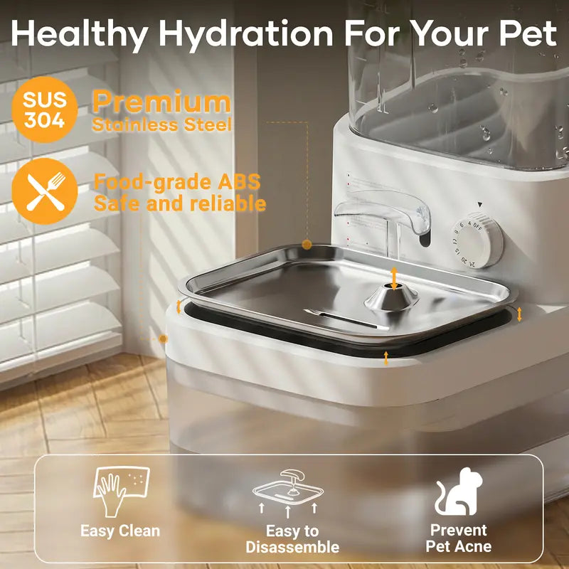 Automatic Cat & Dog Water Dispenser Filterless Wireless Water Fountain, Motion Sensor Activated Pet Water Dispenser, 4000Mah Rechargeable, 304 Stainless Steel Bowl, Gravity Refill, Wastewater Separationr Tanks,Gravity Water Refill,Stainless Steel Bowls
