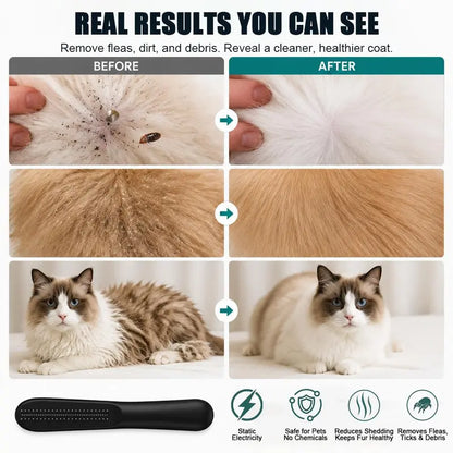Stainless Steel Flea Comb for Dogs & Cats - Effective Grooming Tool That Detangles Fur, Travel-Size for Small/Large Pets, Long/Short Hair Removal