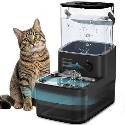 Automatic Cat & Dog Water Dispenser Filterless Wireless Water Fountain, Motion Sensor Activated Pet Water Dispenser, 4000Mah Rechargeable, 304 Stainless Steel Bowl, Gravity Refill, Wastewater Separationr Tanks,Gravity Water Refill,Stainless Steel Bowls