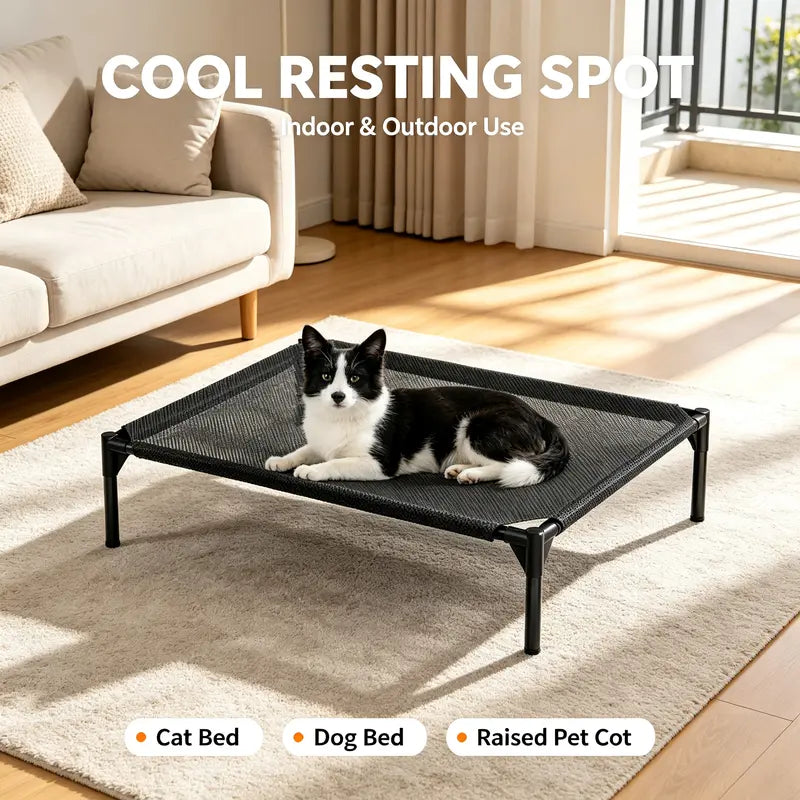 Elevated Cooling Pet Bed – Aluminum Frame & Breathable Mesh for Dogs & Cats