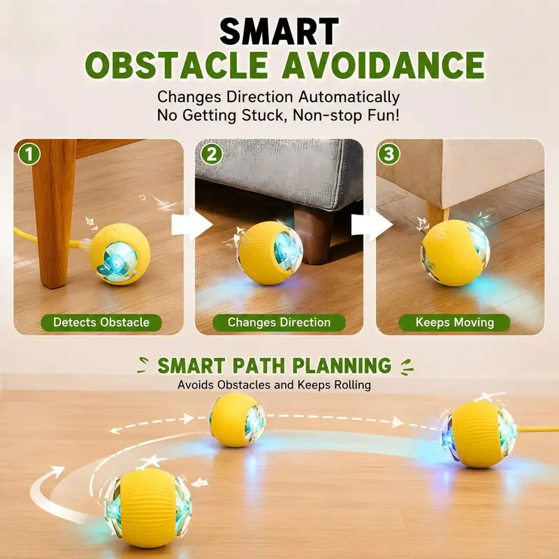 Interactive Smart Chew-Resistant Dog Ball Toy – Automatic Obstacle Avoidance