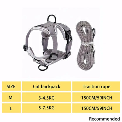 Escape-Proof Cat & Kitten Harness and Leash Set - Adjustable Breathable Mesh Vest, Reflective Strip, Comfortable Materials for Safe Walking (Includes Summer Version)