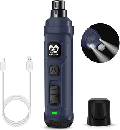 Advanced Dual LED Dog Nail Grinder - 2-Speed Electric Trimmer for Quiet, Painless Grooming of Small to Large Dogs and Cats (Blue)