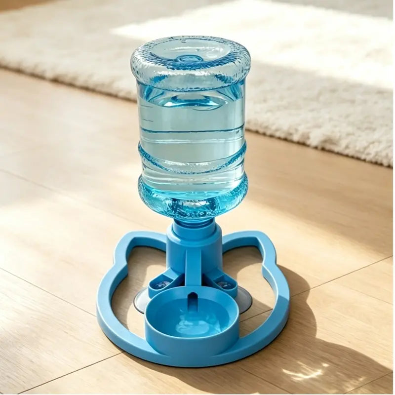 Gravity Auto-Refill Pet Water Dispenser with Water Bottle - Food-Grade ABS, No-Electric, Spill-Proof, Stable Bowl for Cats, Small Dogs, Keeps Clean Floors (Pink, Blue Options)