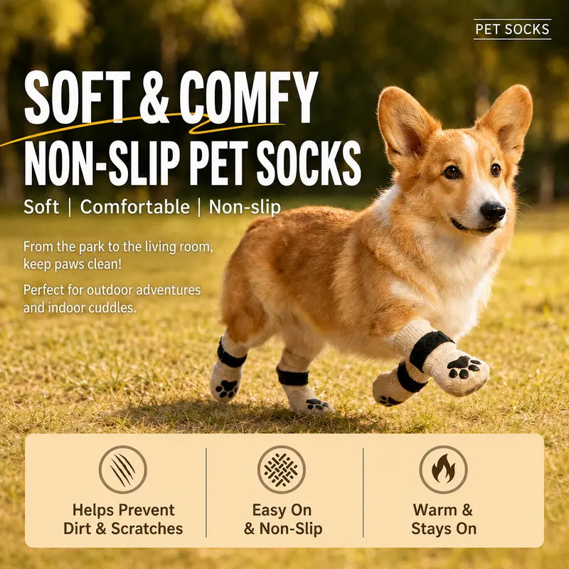 Dog Paw Protectors - 4-Piece Silicone Set with Anti-Slip Grip, Wear-Resistant, Lightweight Fit for Outdoor Safety of Puppies and Dogs