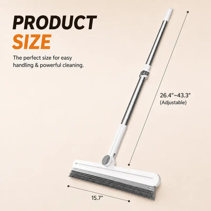 Pet Hair Remover Rake/Scraper, 180° Rotating Pet Hair Remover Broom, Reusable Wet Dry Squeegee, Silicone Scrubber for Carpet, Couch, Hardwood Floors,Bathroom and Pet Areas, Lint Roller Alternative for Rugs, Beds, Mats & Furniture
