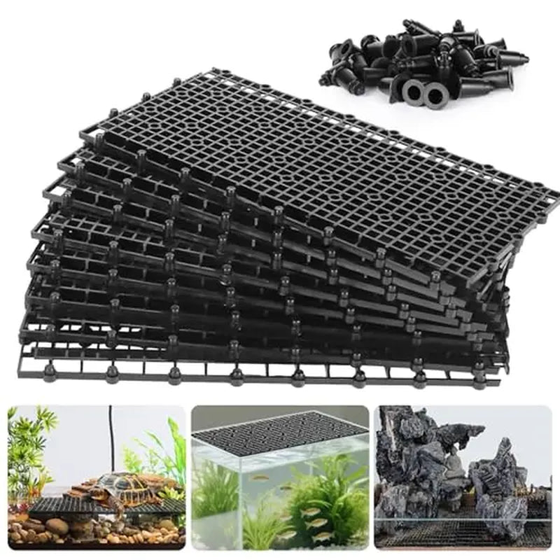 Hygger Aquarium Tank Divider Set – 12-Piece Black Plastic Grid with 72 Brackets