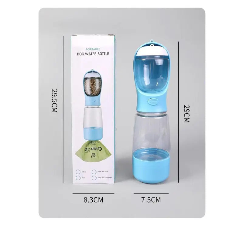 Portable Dog Water Bottle with Integrated Bowl - On-The-Go Pet Hydration Feed Accessory for Dogs, Cats