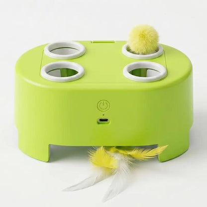 2-in-1 Interactive Cat Hunting Toy – Pop-Up Mice & Rotating Feather, USB-C Rechargeable