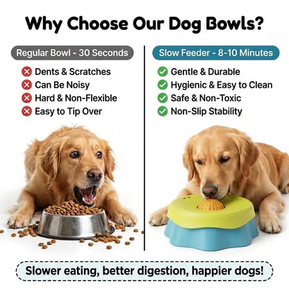 Silicone Dog Neater Food Feeder - 1 Bowl Puzzle Feeder with Anti-Slip Base, 2-In-1 Versatility, Spill-Proof Platter, Rolling Ball for Yogurt/Peanut Butter Enrichment, Calms Anxiety, Camping Pet Feeding Accessory