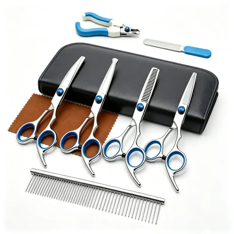 9-in-1 Pet Grooming Scissors Kit – Safety Round Tips