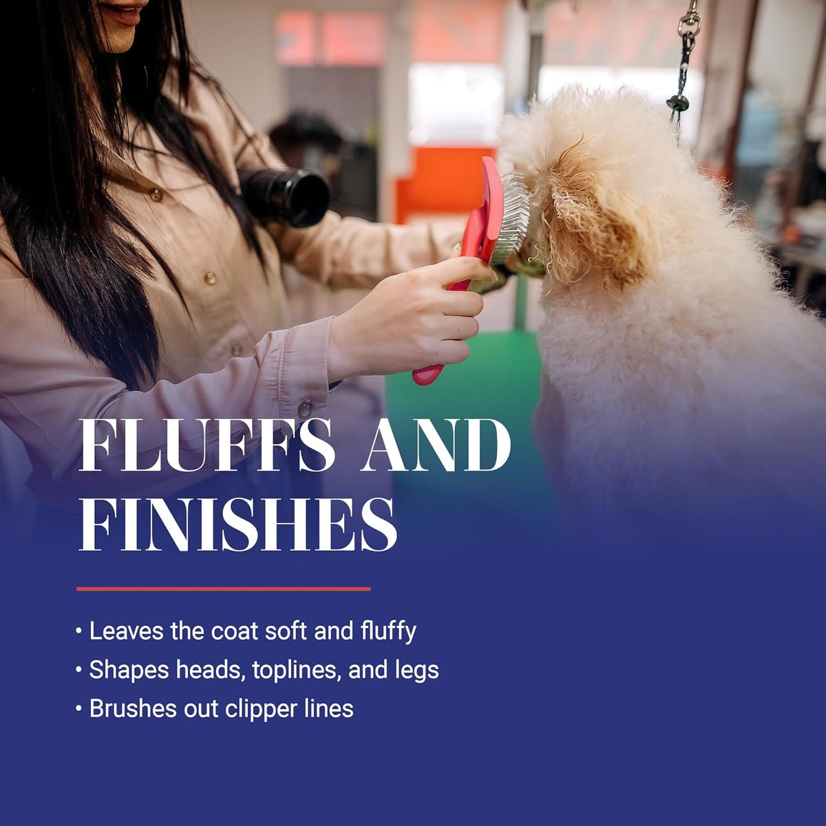 Big G Professional Slicker Brush for Dogs (Goldendoodles, Labradoodles, Poodles) - Efficient Grooming Tool for Fluffing, Detangling, and Styling - Coral, Large