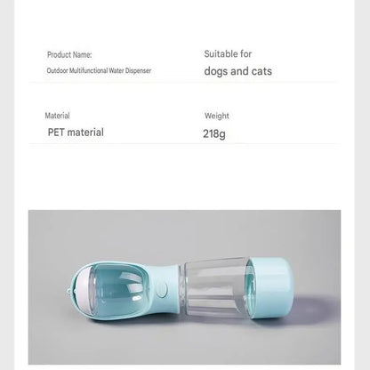 Portable Dog Water Bottle with Integrated Bowl - On-The-Go Pet Hydration Feed Accessory for Dogs, Cats